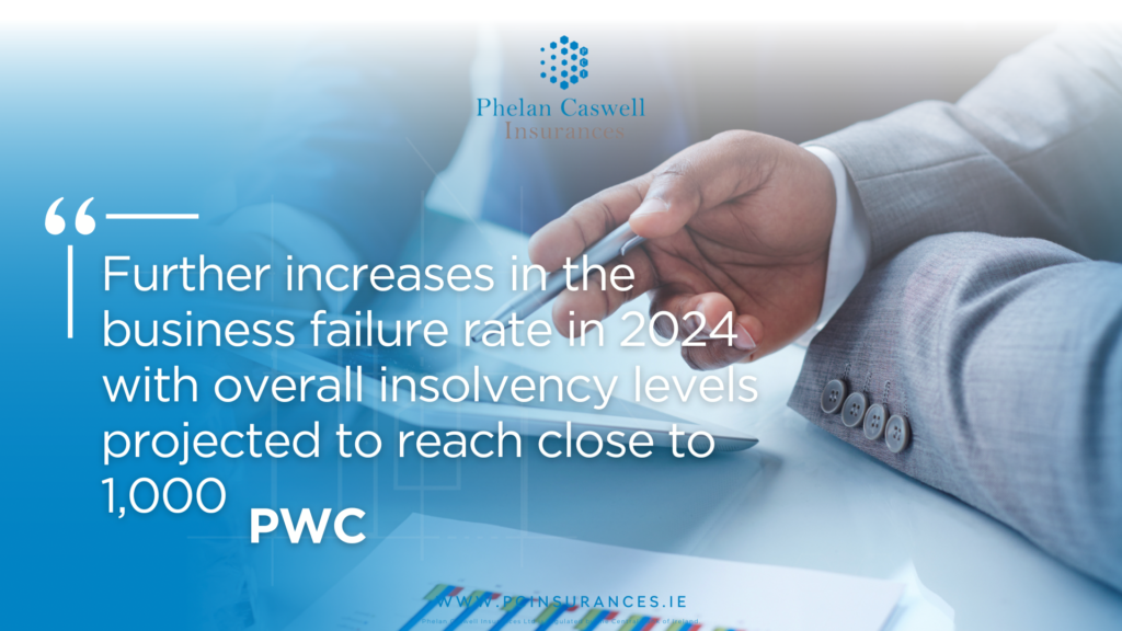 This image highlights PWCs report on business insolvency cases in Ireland and why credit insurance is a great form of protection for successful companies